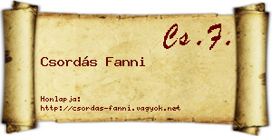Csordás Fanni névjegykártya